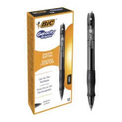 BIC Gel-ocity Original Black Medium Gel Pen (Pack of 12)