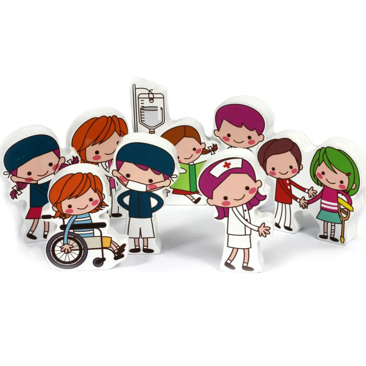 Chunky Small World Hospital Wooden Figures Set - 8pcs