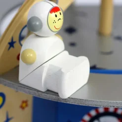 Eco-Friendly Small World Wooden Space Station Playset for Galactic Adventures