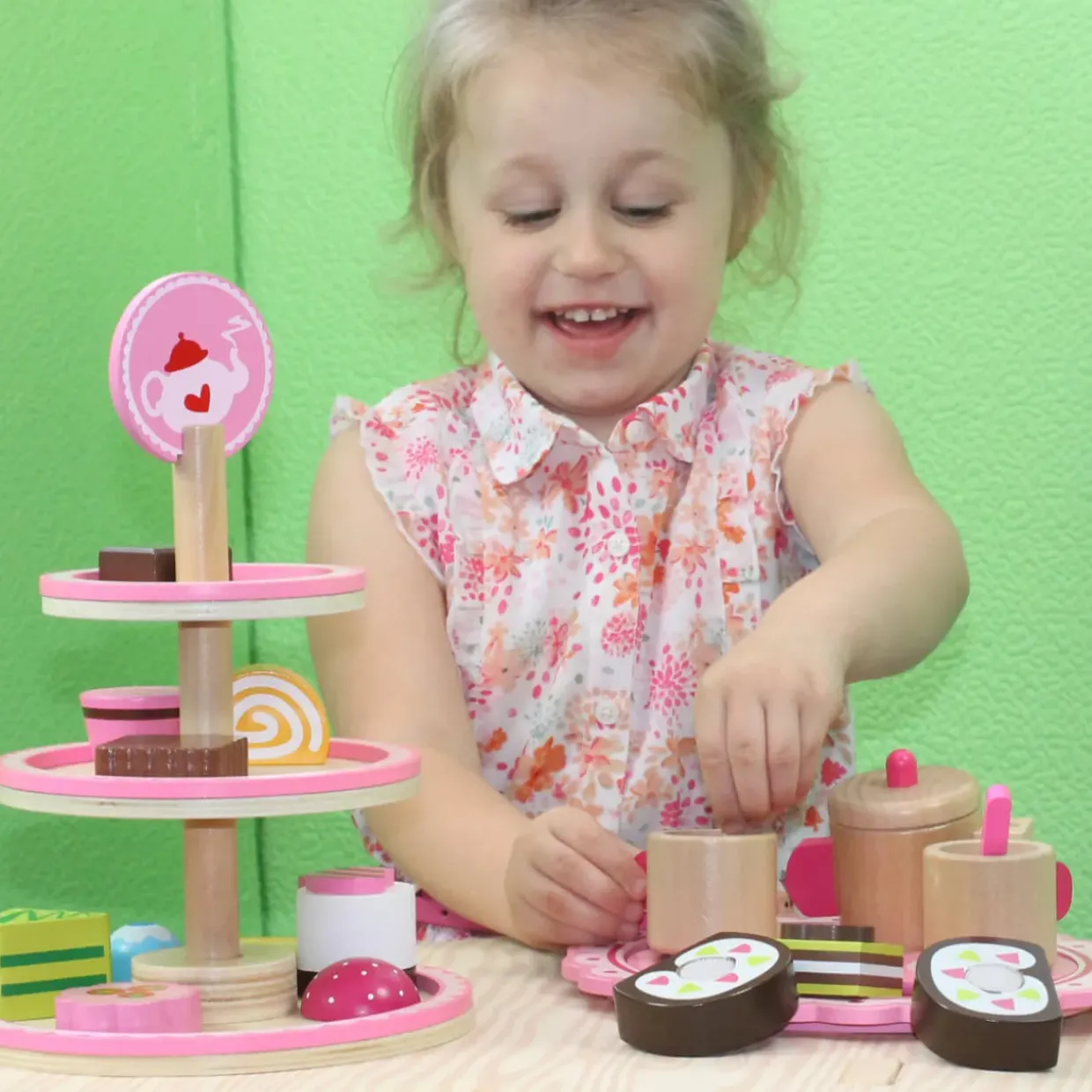Elegant Wooden Dessert Stand with Accessories