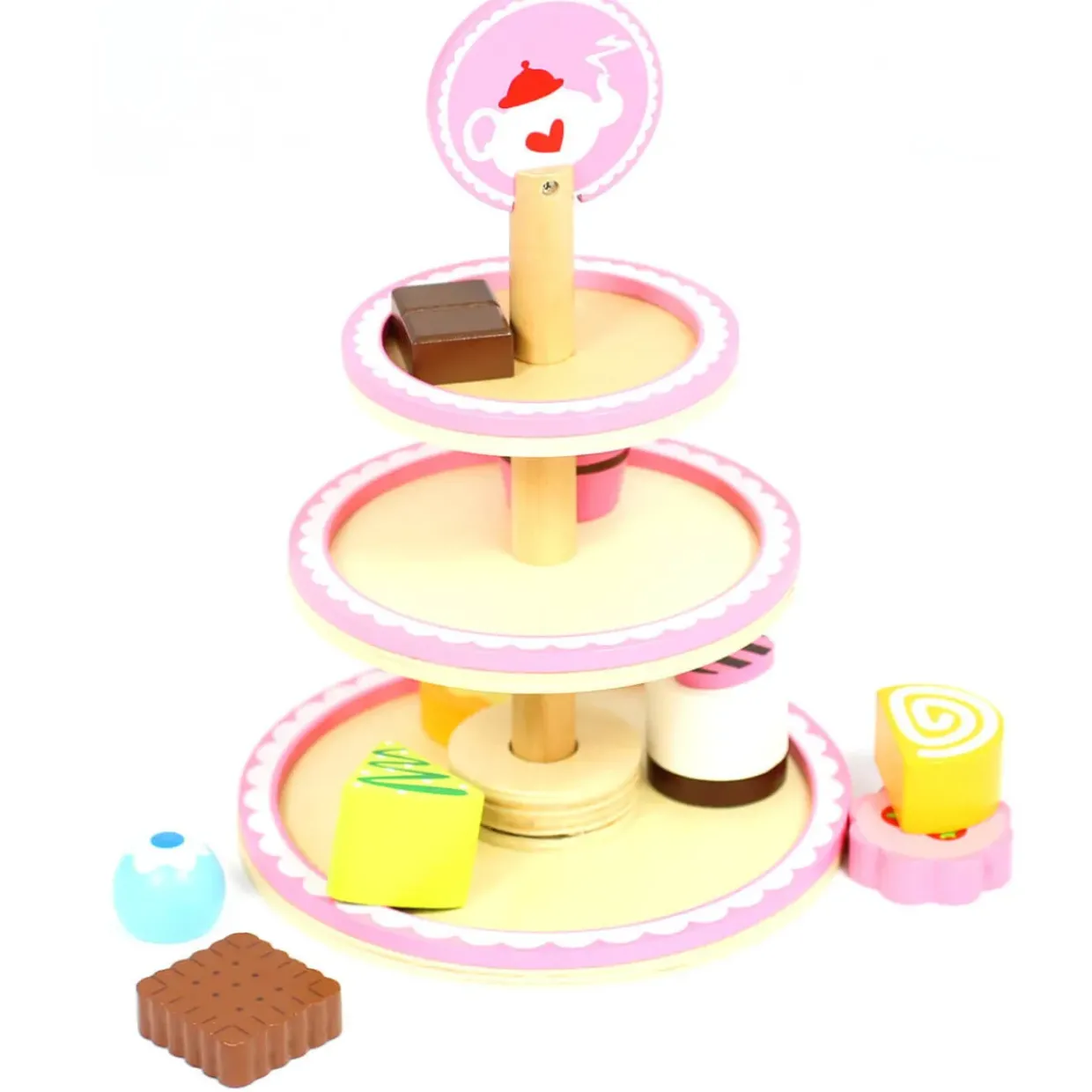 Elegant Wooden Dessert Stand with Accessories