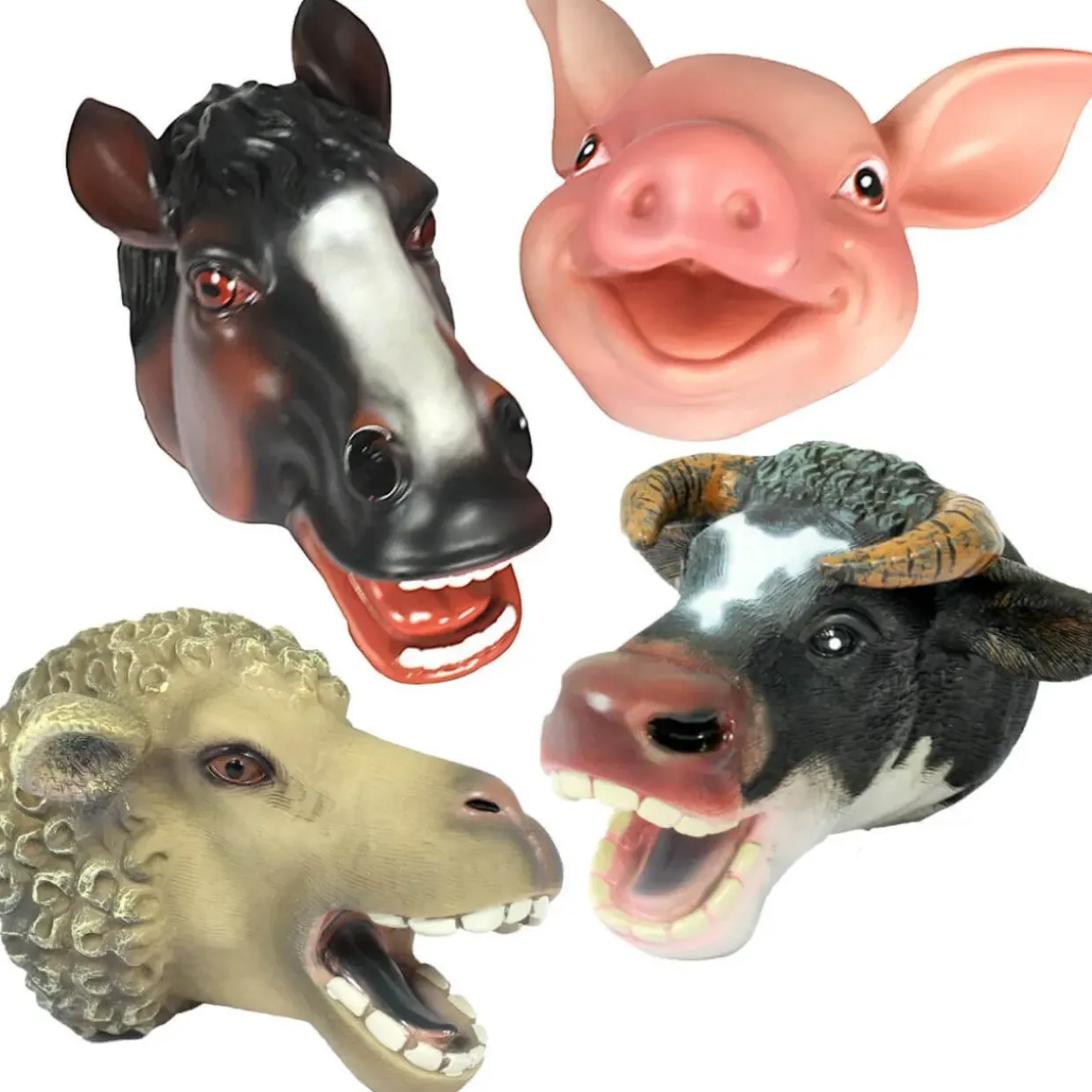 Farm Animal Hand Puppet Set - 4pcs for Storytelling & Role Play