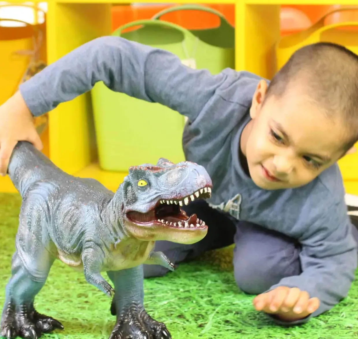 Jumbo T-REX Toy Blue - 23 Inch - Perfect for Small World Play