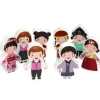 Multicultural Wooden Figures Set - 8 Pieces