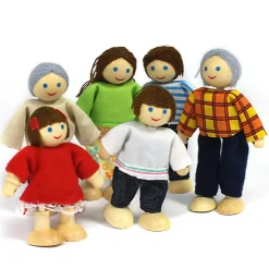 Poseable Small World Wooden Doll Figures - Set of 6