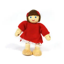 Poseable Small World Wooden Doll Figures - Set of 6