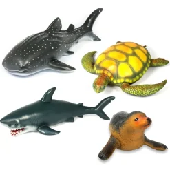 Realistic Jumbo Sea Animal Toys - Set of 4