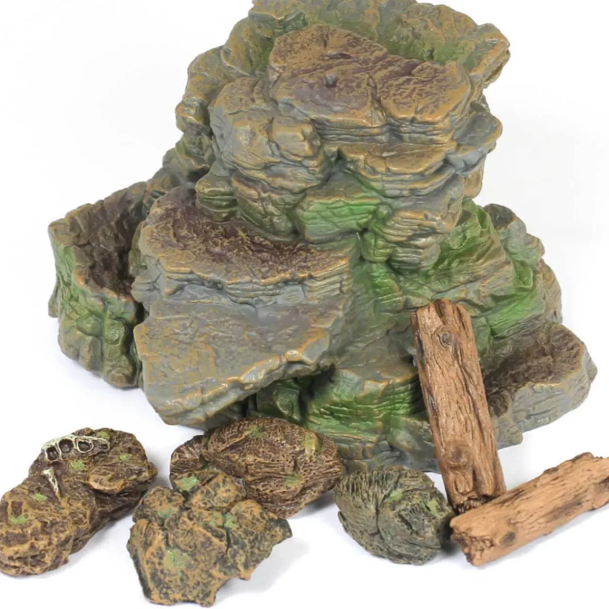Realistic Small World Scenery, Rocks, Logs & Trees. 10pc