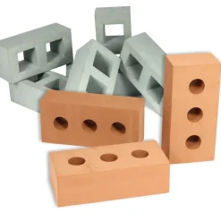 Role Play Foam House Bricks Breeze Blocks and Wooden Effect Building Blocks Bundle 77 Pack