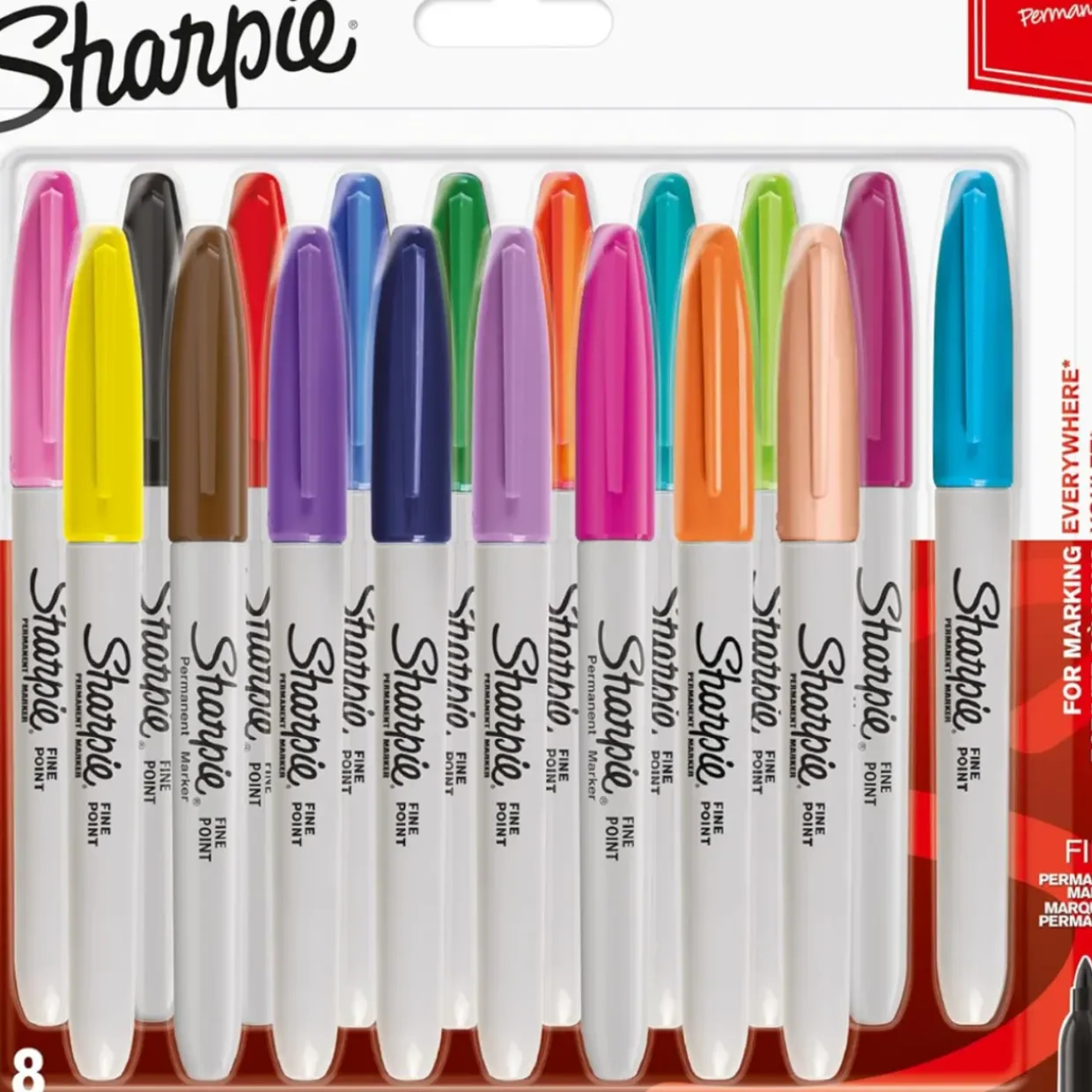 Sharpie Permanent Fine Markers Assorted Fun Colours (Pack 18)