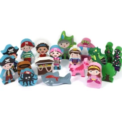 Small World Wooden Figures Set - 72PC Eco-Friendly Bundle for Imaginative Play