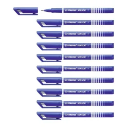 Stabilo Sensor F-tip Fineliner Pen Blue (Pack of 10)