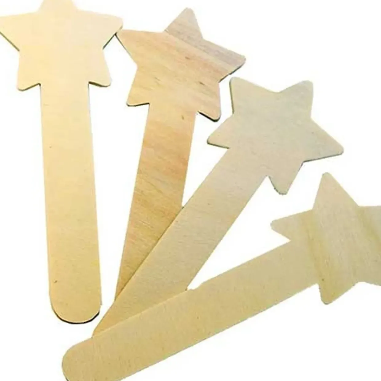 STAR SHAPED WOODEN CRAFT STICKS -10PK