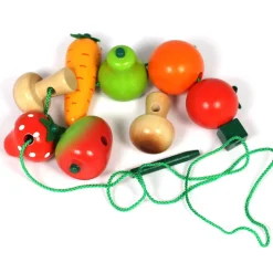Wooden Fruit & Veg Threading & Lacing Set - 24PCS