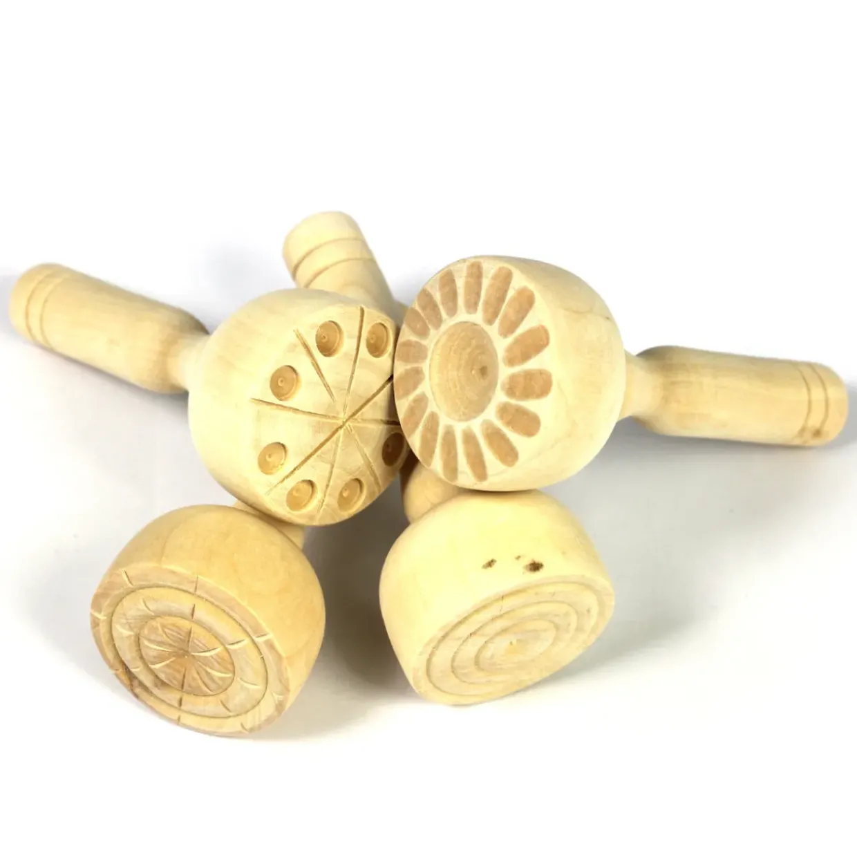 Wooden Pattern Stampers Set Of 4